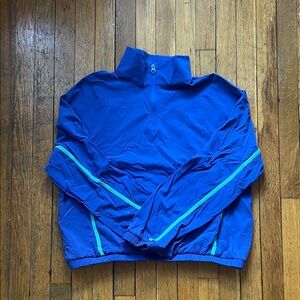 Outdoor Voices Blue Quarter-Zip Pullover with Green Accents